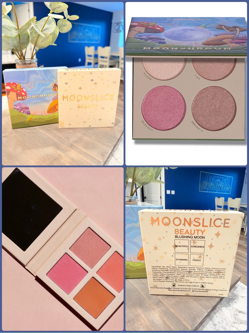 Lunar Beauty Moonshroom Highlighter Palette + Moonslice Beauty Blush Palette NEW